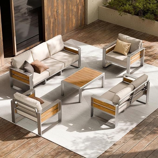 patio furniture set, outdoor seating set, outdoor sofa set, garden furniture, patio conversation set, bestseller push, lifestyle, calm, trustworthy, neutral, brown